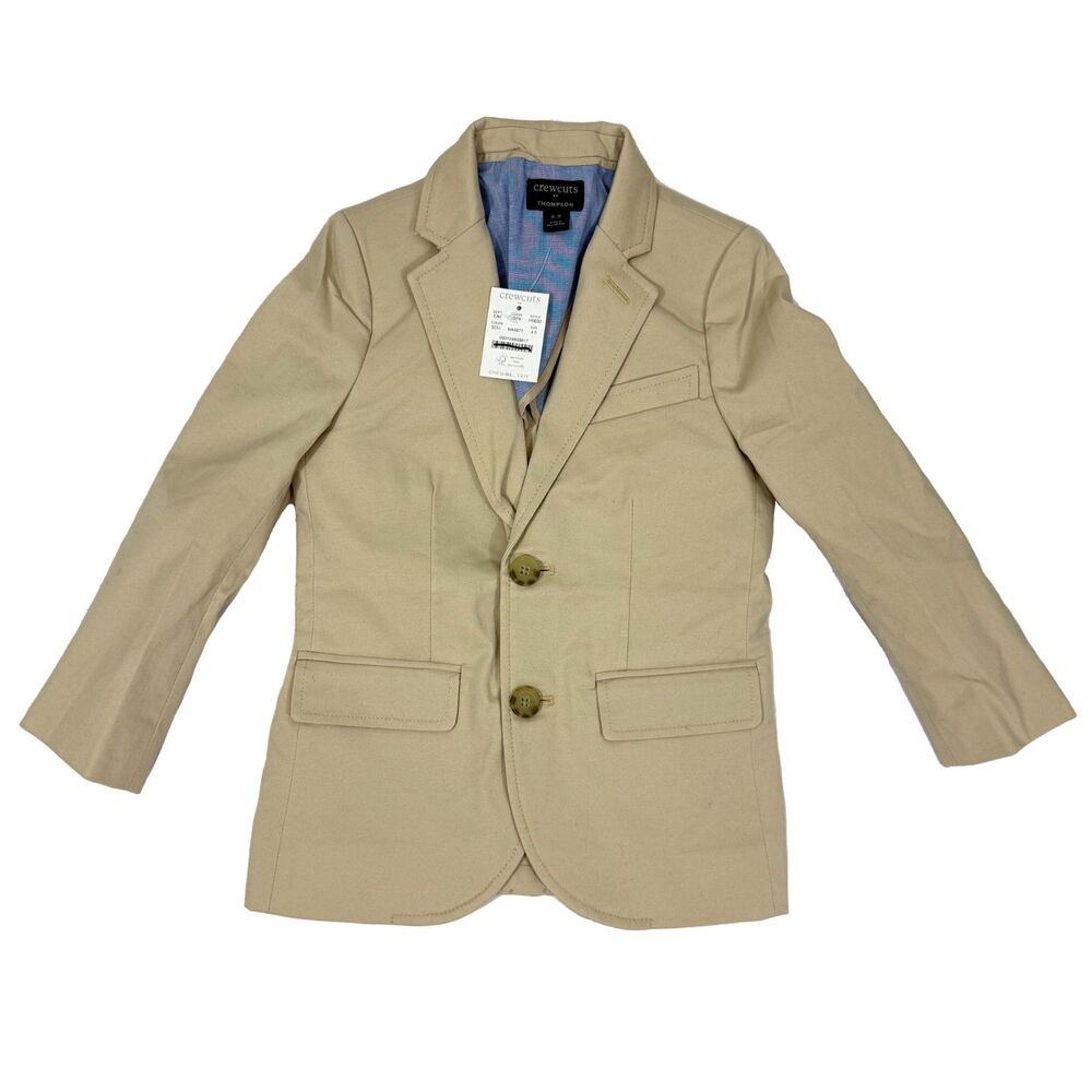 J.CREW Crewcuts Boys' Thompson Suit Jacket In Flex Chino 4-5 Sandy Dune NWT B59